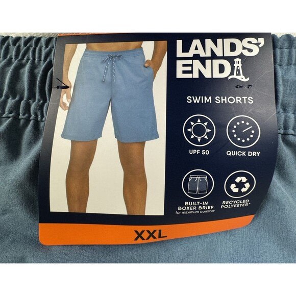 Lands End Mens Size XXL Blue Swim Board Shorts Trunks Pool Beach Aquatic New - Picture 3 of 5